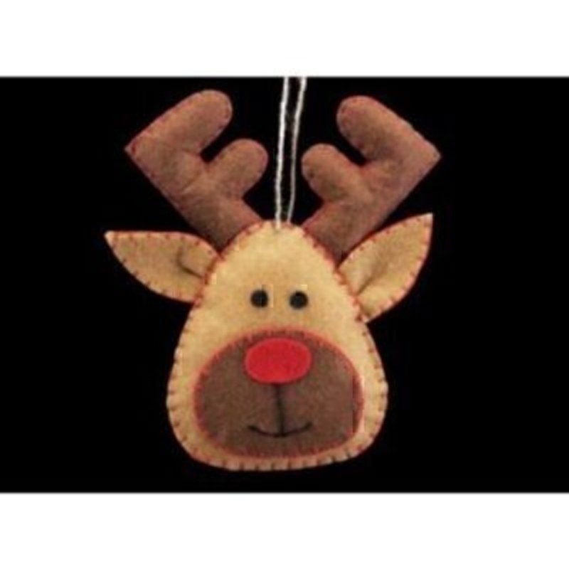 Gorgeous felt stitched Rudolph Reindeer head hanging Christmas Tree decoration by designer Gisela Graham. What a jolly addition to your Christmas decorationsGorgeous felt stitched Rudolph Reindeer head hanging Christmas Tree decoration by designer Gisela Graham. What a jolly addition to your Christmas decorations this would be. Sure to make everyone smile. Made with felt with red stitching. Size 13x7x1cm<br><br>
If it is Christmas Tree Decorations to be sent anywhere in the UK you are after than look no further than Booker Flowers and Gifts Liverpool UK. Our Tree Decorations are specially selected from across a range of suppliers. This way we can bring you the very best of what is available in Tree Decorations.<br><br>
Reindeers are a really festive motive and Gisela Graham has lots of beautiful reindeer in her collection. Christmas Tree Decorations, candle holders, and ornaments. If it is reindeer you love look no further than Gisela Graham Reindeer for beautiful Christmas Decoration.<br><br>
Gisela loves Christmas Gisela Graham Limited is one of Europes leading giftware design companies. Gisela made her name designing exquisite Christmas and Easter decorations. However she has now turned her creative design skills to designing pretty things for your kitchen - home and garden. She has a massive range of over 4500 products of which Gisela is personally involved in the design and selection of. In their own words Gisela Graham Limited are about marking special occasions and celebrations. Such as Christmas - Easter - Halloween - birthday - Mothers Day - Fathers Day - Valentines Day - Weddings Christenings - Parties - New Babies. All those occasions which make life special are beautifully celebrated by Gisela Graham Limited.<br><br>
Christmas and it is her love of this occasion which made her company Gisela Graham Limited come to fruition. Every year she introduces completely new Christmas Collections with Unique Christmas decorations. Gisela Grahams Christmas ranges appeal to all ages and pockets.<br><br>
Gisela Graham Christmas Decorations are second not none a really large collection of very beautiful items she is especially famous for her Fairies and Nativity. If it is really beautiful and charming Christmas Decorations you are looking for think no further than Gisela Graham.<br><br>
This gorgeous felt reindeer Christmas tree decoration by Gisela Graham is really fun and will compliment any Christmas Decoration traditional or modern. Brought out year after year this Christmas Reindeer will be a favorite Christmas decoration. Remember Booker Flowers and Gifts for Reindeer Christmas Tree Decorations by Gisela Graham.
 this would be. Sure to make everyone smile. Made with felt with red stitching. Size 13x7x1cm